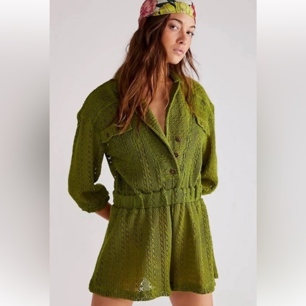 Free People Green‎ Knit Romper
